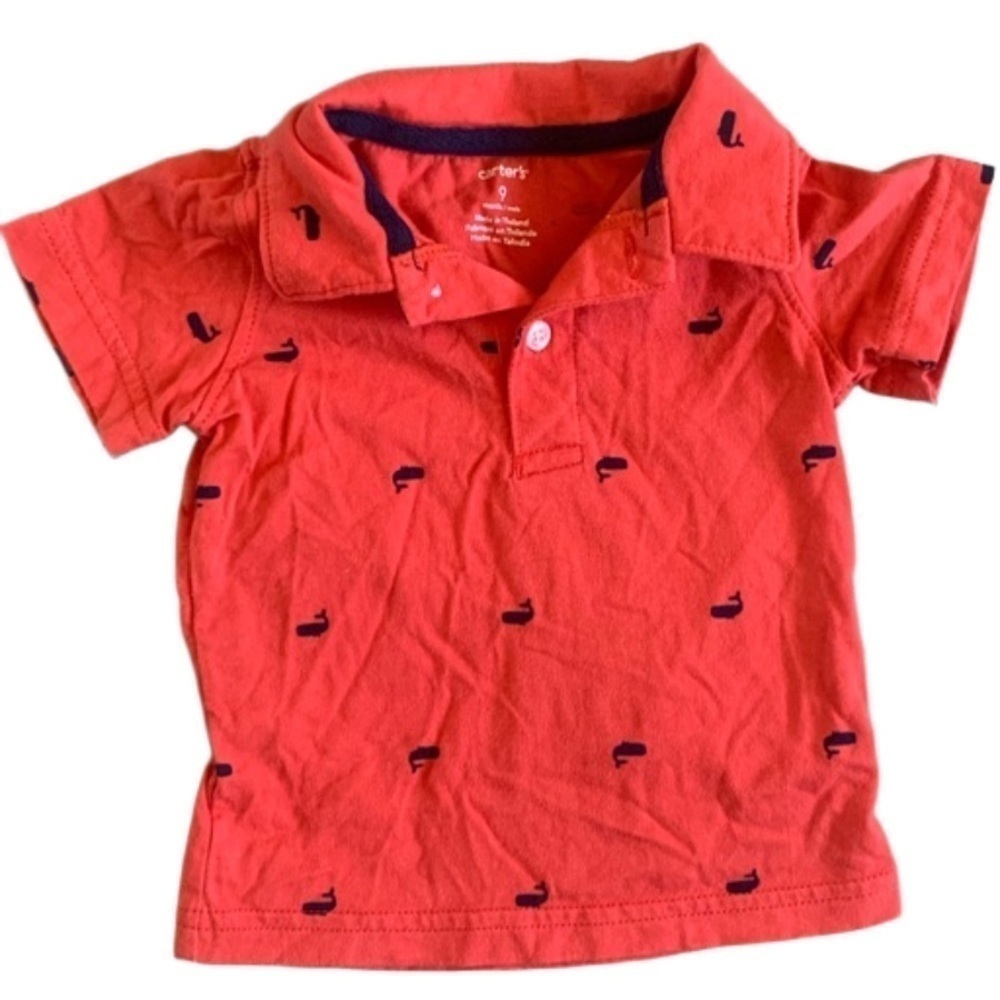 Carters Whale Pink Salmon Short Sleeve Shirt